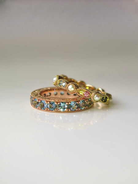 9ct Gold Eternity Ring with Japanese sea pearls