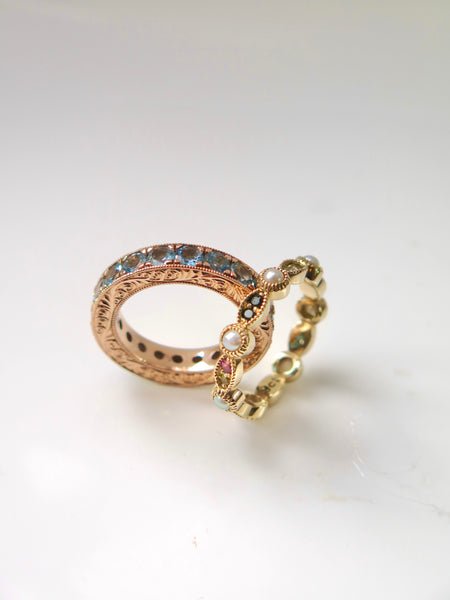 18ct Rose Gold Eternity Ring With Aquamarine