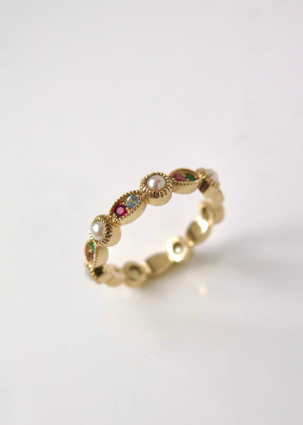 9ct Gold Eternity Ring with Japanese sea pearls