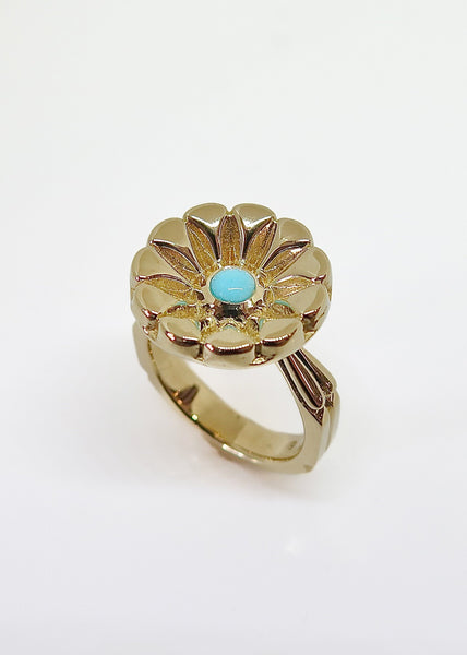 Flower ring with turquoise