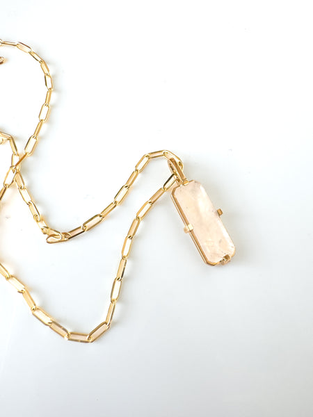 9ct Gold Paperclip Chain with Moonstone Pendant